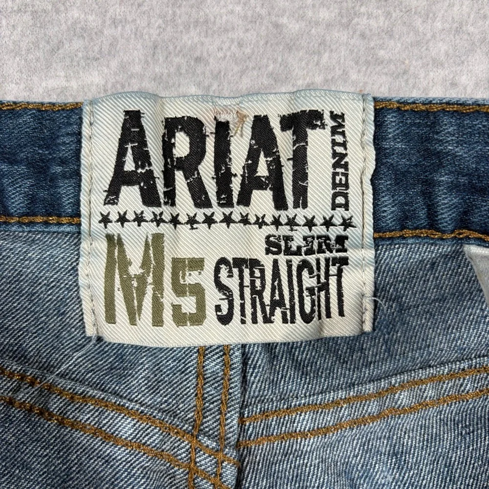 Ariat M5 Slim Straight Jeans Mens 35x30 (Fits 33x29) Blue Denim Western Workwear